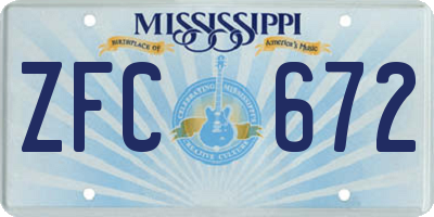 MS license plate ZFC672