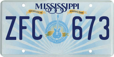 MS license plate ZFC673