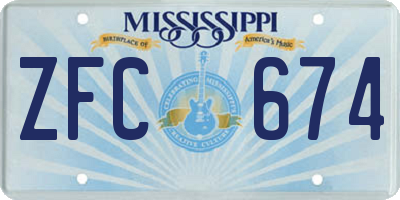 MS license plate ZFC674