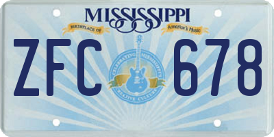 MS license plate ZFC678