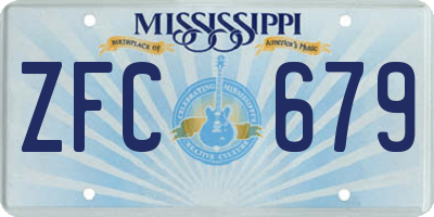 MS license plate ZFC679