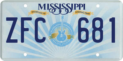MS license plate ZFC681