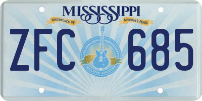 MS license plate ZFC685