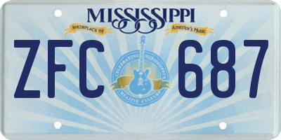 MS license plate ZFC687