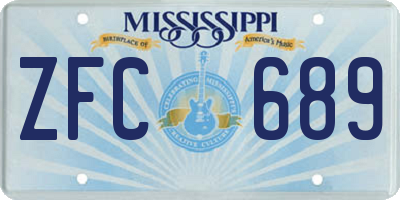 MS license plate ZFC689
