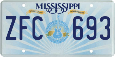 MS license plate ZFC693