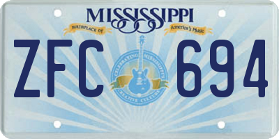MS license plate ZFC694