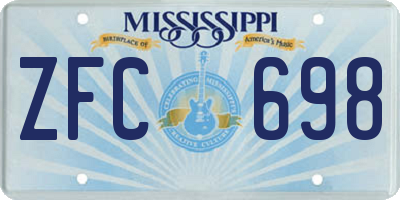 MS license plate ZFC698