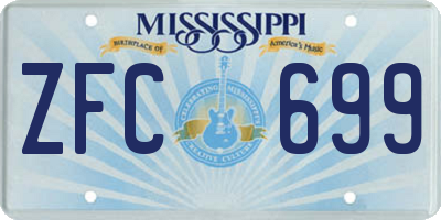 MS license plate ZFC699