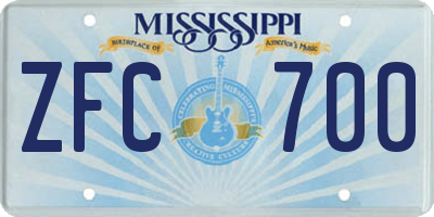 MS license plate ZFC700