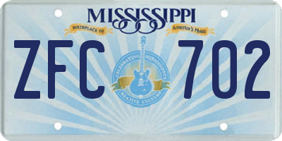 MS license plate ZFC702