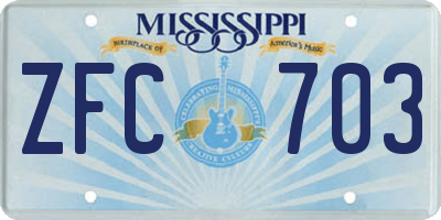 MS license plate ZFC703