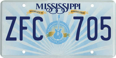 MS license plate ZFC705