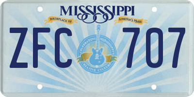 MS license plate ZFC707