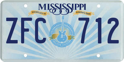 MS license plate ZFC712