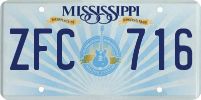 MS license plate ZFC716