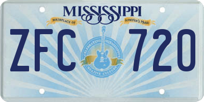 MS license plate ZFC720