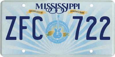 MS license plate ZFC722