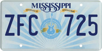 MS license plate ZFC725