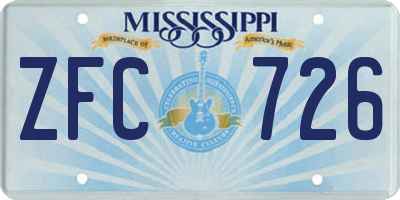 MS license plate ZFC726
