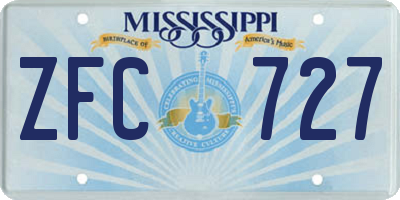 MS license plate ZFC727