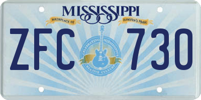 MS license plate ZFC730
