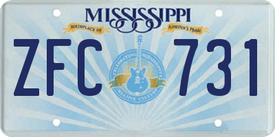 MS license plate ZFC731