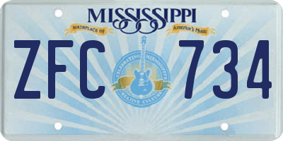 MS license plate ZFC734