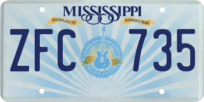 MS license plate ZFC735