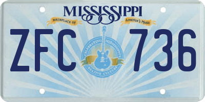MS license plate ZFC736