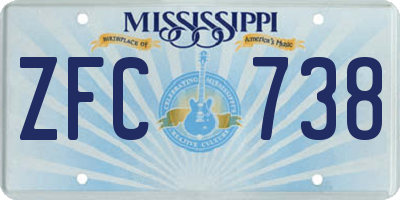 MS license plate ZFC738