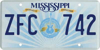 MS license plate ZFC742
