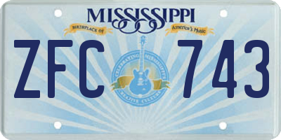MS license plate ZFC743