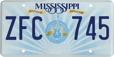 MS license plate ZFC745