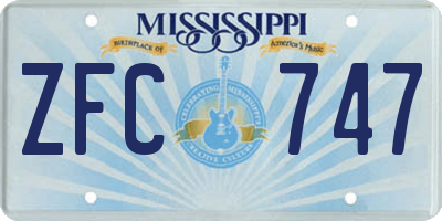MS license plate ZFC747