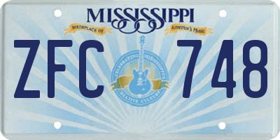MS license plate ZFC748
