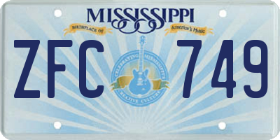 MS license plate ZFC749
