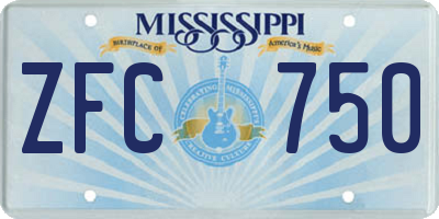 MS license plate ZFC750