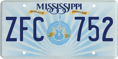 MS license plate ZFC752