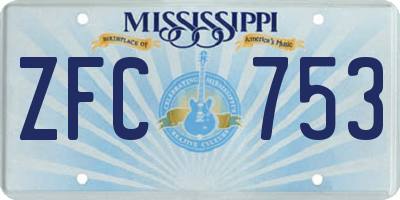 MS license plate ZFC753