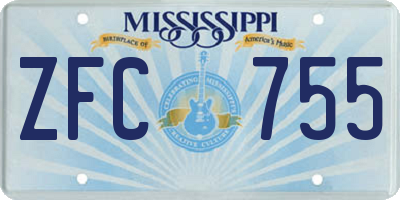MS license plate ZFC755