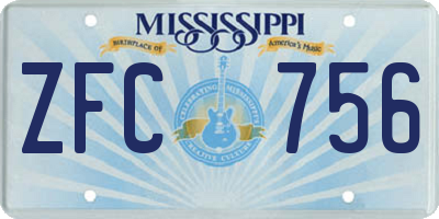 MS license plate ZFC756
