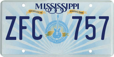 MS license plate ZFC757