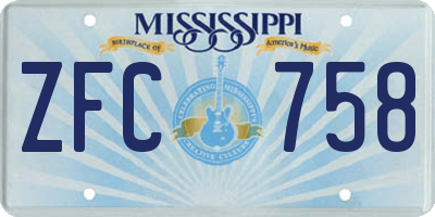 MS license plate ZFC758