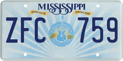 MS license plate ZFC759