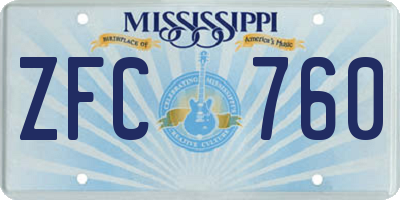 MS license plate ZFC760