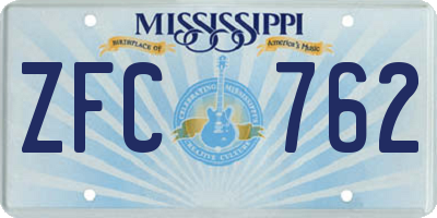 MS license plate ZFC762