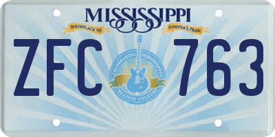 MS license plate ZFC763
