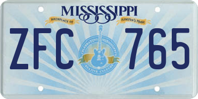 MS license plate ZFC765