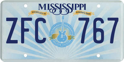 MS license plate ZFC767